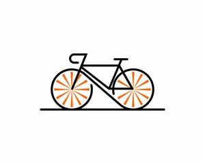 Bicycle with ray of orange on the wheel illustration logo