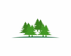Forest tree road illustration logo