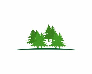 Obraz premium Forest tree road illustration logo