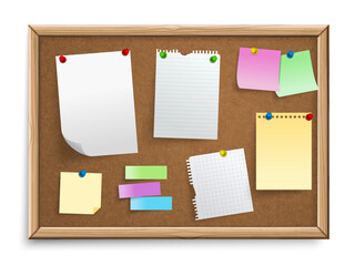 Cork Board With Pinned Sheets