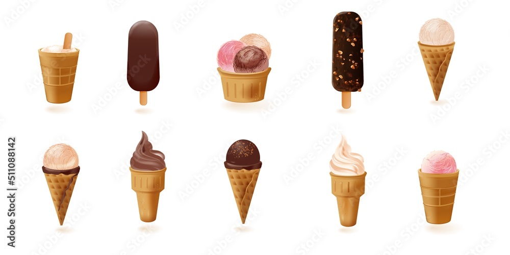 Poster realistic ice cream set