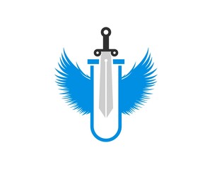 Bottle laboratory with wing and sword inside