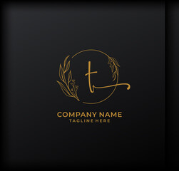 T Letter Logo. Gold Letter Design Vector with Golden Luxury Colors