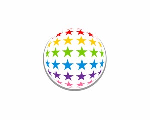 Stars with colorful in fish eye effect logo