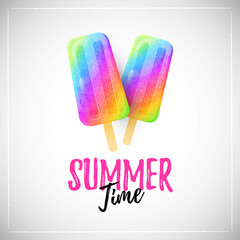 Colorful summer banner with rainbow ice cream