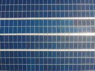 Aerial view of the solar panels. Solar power station. Photovoltanic panels
