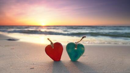 Strand mit Herzen
