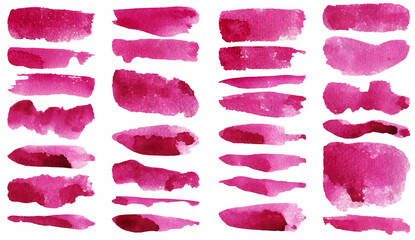 Set of watercolor stain. Spots on a white background. Watercolor texture with brush strokes. Gradients with overlay.
