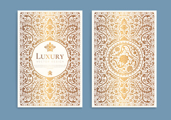 Luxury invitation card design with vector ornament pattern. Vintage template. Can be used for background and wallpaper. Elegant and classic vector elements great for decoration. - obrazy, fototapety, plakaty