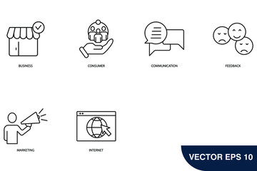 B2C, business to consumer icons set . B2C, business to consumer pack symbol vector elements for infographic web