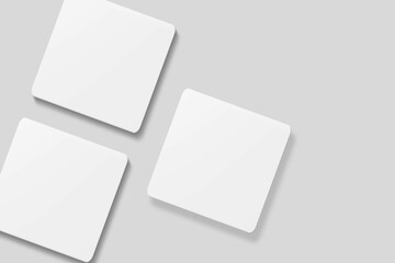 Blank square business card for mockup. 3D Render.
