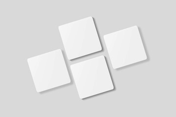 Blank square business card for mockup. 3D Render.
