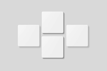 Blank square business card for mockup. 3D Render.
