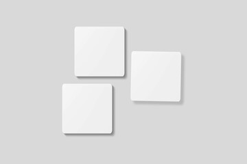 Blank square business card for mockup. 3D Render.
