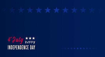 Fototapeta na wymiar Banner, background, Fourth of July Independence Day. Abstract design with text and copy space area. Minimal, simple, star, blue