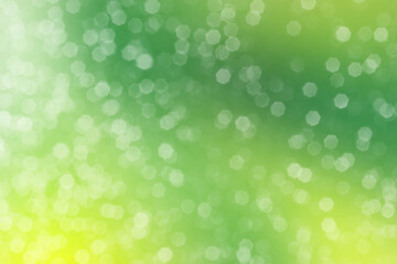Summer green sparkling glitter bokeh background, abstract defocused lights texture