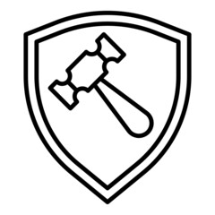 court hammer and shield icon on transparent background