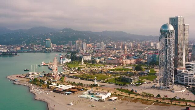 Aerial view of Batumi. It is a Black Sea resort and port city in Georgia