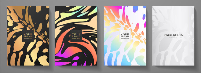 Modern creative rainbow cover design set. Abstract abstract colourful pattern (curves) on background. Creative stripe vector collection for business background page, brochure template, booklet