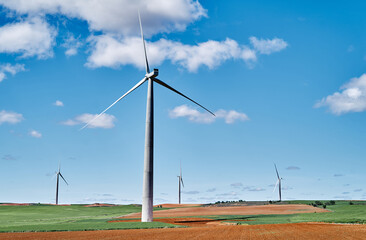 Windmills during producing green energy.
