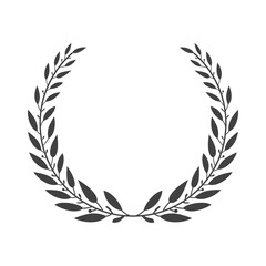 Laurel black wreath. Leaves and branches in the form of a semicircular. Vector illustration for design.