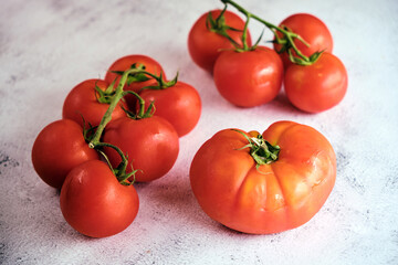 Red ripe tomatoes, refreshing and antioxidant summer vegetable.