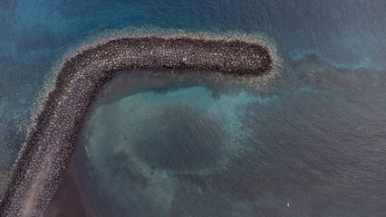 aerial shots of the sea and the sand, blue sea, marine colors