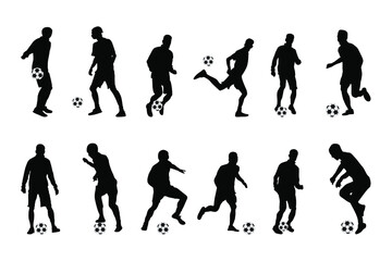 Set of football, soccer players, Football, soccer, players silhouette - obrazy, fototapety, plakaty