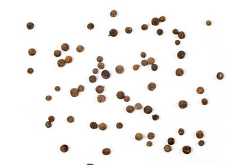 allspice (pimento) isolated on white background (top view)