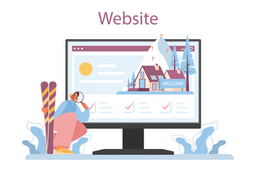 Tour agent online service or platform. Vacation organization agency