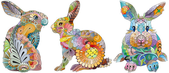Set of images of rabbits for decoration