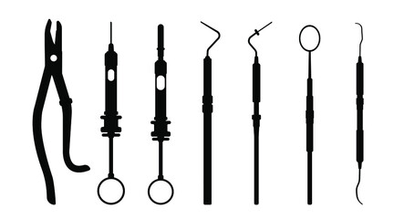 Silhouette medical equipment, Dentistry, Dental,drug, medicine, pill vector illustation
