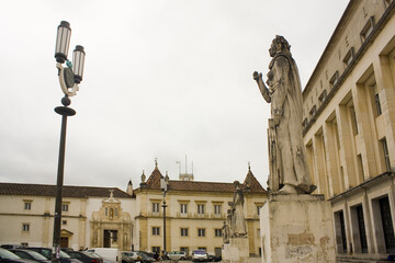 Fototapeta na wymiar Safo statue in front Facultade de Letras in Coimbra University, Portugal