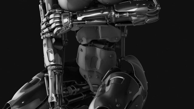 Sexy Female Robot Pose 4K. High quality 4k footage