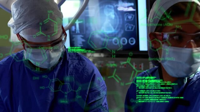 Animation of scientific data processing and chemical structures over diverse surgeons