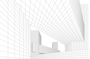 Modern architecture 3d drawing