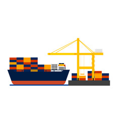 Cartoon of general cargo ship. - obrazy, fototapety, plakaty