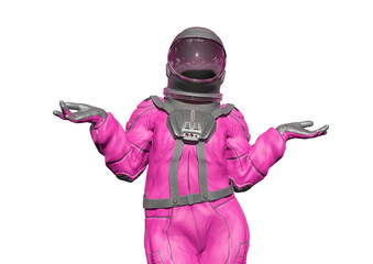 astronaut is is in doubt on white background
