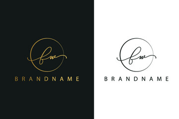 F W FW hand drawn logo of initial signature, fashion, jewelry, photography, boutique, script, wedding, floral and botanical creative vector logo template for any company or business.