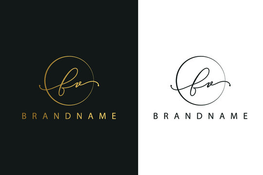 F V FV hand drawn logo of initial signature, fashion, jewelry, photography, boutique, script, wedding, floral and botanical creative vector logo template for any company or business.