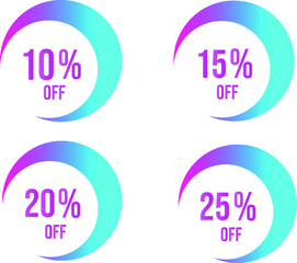 Sale tag 10 15 20 25 percent off with vector off circle format