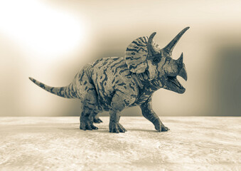 triceratops is alone on snow background © DM7