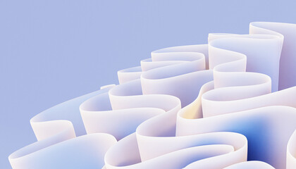 Obraz premium Blue abstract background with folds or ribbon waves, 3d render
