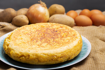 Homemade potato omelette with onion, traditional Spanish cuisine