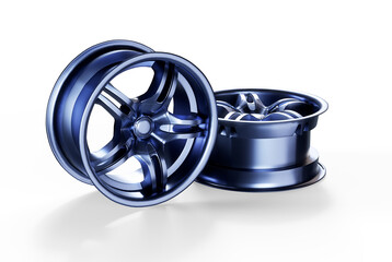 Aluminum wheel image 3D render high quality rendering. White pic