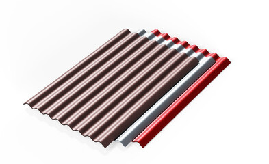 Metal tile sheets 3d render isolated on white