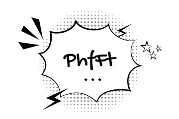 Poof - comic expression vector illustration text Smelling pop art comic book cartoon fart cloud flat style design Bad stink Toxic aroma smoke cloud isolated white background Symbols and sound effects