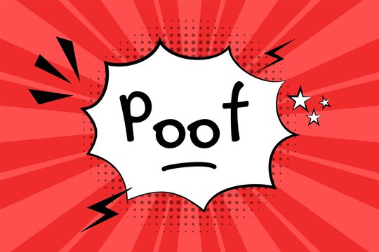Poof - comic expression vector illustration text Smelling pop art comic book cartoon fart cloud flat style design Bad stink Toxic aroma smoke cloud isolated white background Symbols and sound effects