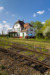 Fototapeta na wymiar Old railway station in Hevlín, Southern Moravia, Czech Republic