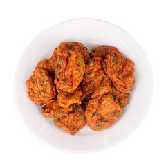fried fish paste balls isolated on white background thai